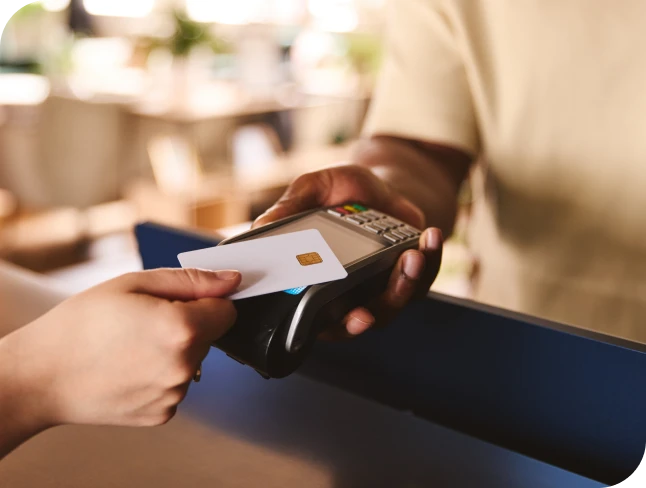 Close up of a debit card being scanned