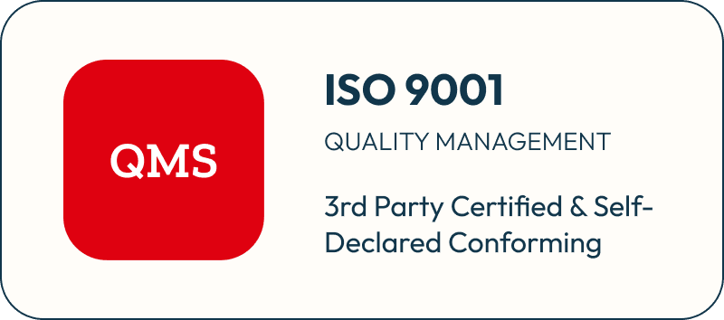 QMS icon ISO 9001 Quality management 3rd party certified self-declared conforming