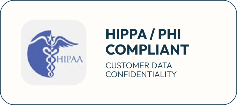 HIPPA logo HIPPA/PHI compliance customer data confidentiality