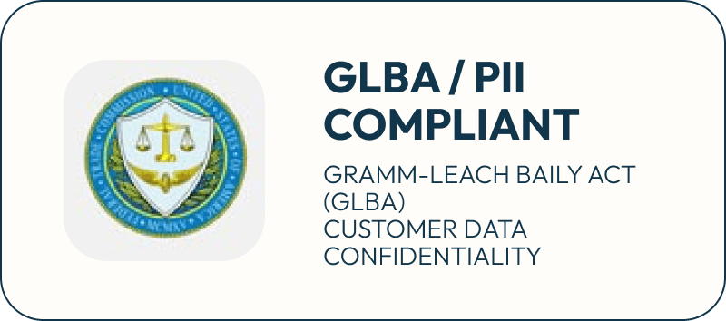 GLBA logo GLBA/PII compliant Gramm-Leach Baily Act customer data confidentiality
